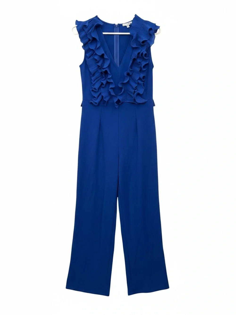 Baltic Born Tyra Cobalt  Blue Ruffle V-Neck Sleeveless Wide Leg Jumpsuit Size XL